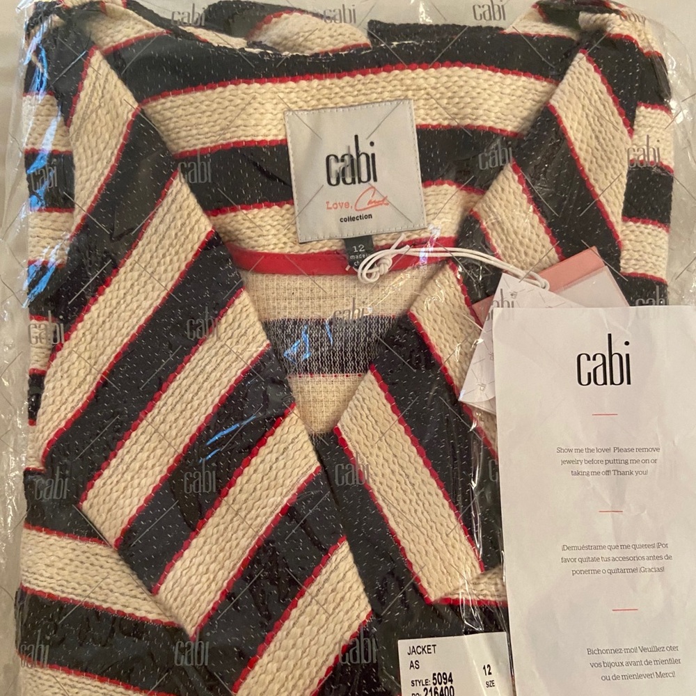 Cabi jacket blue and nude.